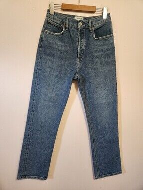 AGOLDE Riley High Rise Straight Crop Jeans Medium Wash 27 A056D-1255 Button Fly